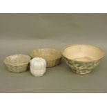 Three ancient crackle glaze pottery wares, and a lidded pot