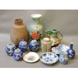 Various Chinese ceramics, blue and white ginger jars, brown ware vase