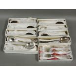 A composite collection of silver plated King's pattern flatware, comprising six table forks and
