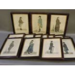 Fourteen Regency period etchings, of 'City Types' by Richard Dighton, full length, framed, sheets 34
