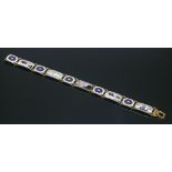 A sterling silver and enamel bracelet by David Andersen,with rectangular polychrome enamel guilloché