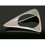 A sterling silver brooch,by Georg Jensen, No 375, designed by Henning Koppel, triangular form with