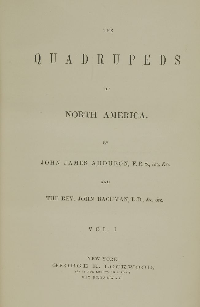 AUDUBON, John James:The Quadrupeds of North America,Three volumes.  New York, Geo R Lockwood, nd, [ - Image 2 of 3