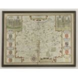John Speed,Surrey Described and Divided into Hundres,17th century hand coloured map,38 x 51cm