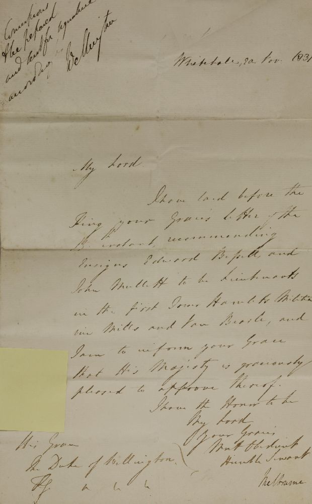 DUKE OF WELLINGTON AND OTHERS: AN IMPORTANT COLLECTION OF SIGNED AUTOGRAPHED LETTERS, SIGNED NOTES - Image 7 of 10
