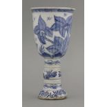 A blue and white Beaker,early Kangxi (1662-1722), the bell-shaped cup with finely delineated