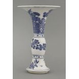 A blue and white Gu Vase, c.1870, painted with a pheasant on a rock with peony above