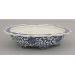 A blue and white Bulb Bowl,19th century, the barbed rim enclosing scrolling lotus repeated in