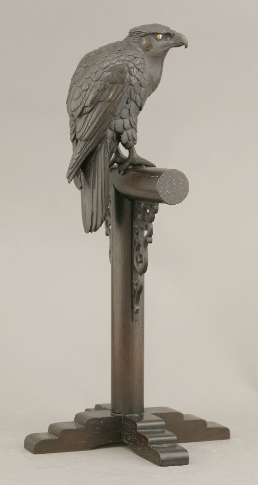 A bronze model of an Eagle,late 19th century, naturalistically cast and chased with finely - Image 2 of 4