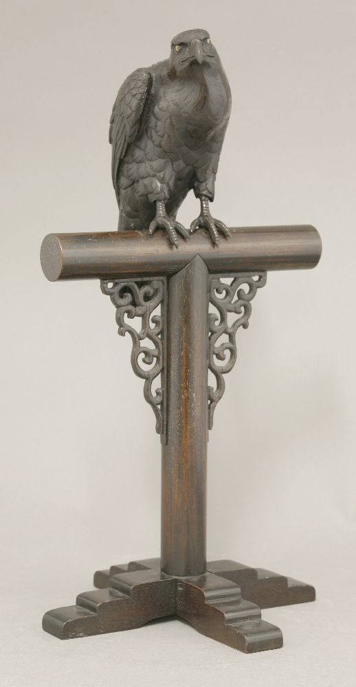 A bronze model of an Eagle,late 19th century, naturalistically cast and chased with finely