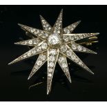 A late Victorian diamond set India Star brooch/pendant, c.1890,with an alternative fourcher fitting.