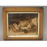 A Victorian low countries framed tavern scene, oil on board