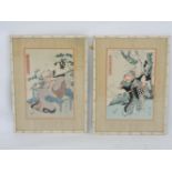 Two Japanese prints, by Eizan, of Bijin Oban, framed and glazed