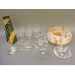 Assorted glassware, to include Steuben, Kosta, Wirkkala style shot glasses, Victorian enamelled