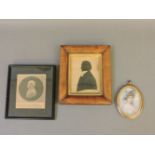 English School, c.1900,PORTRAIT OF A LADYoval;A silhouette of a cleric; and a newspaper cut out of a