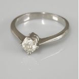 A platinum single stone diamond ring, with a brilliant cut diamond with an estimated weight of 0.