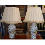 A pair of baluster Lamps with Shades dec