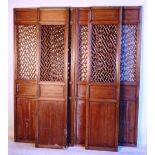 Six stained pine latticework Panels (pos