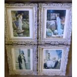 A set of four framed and glazed wall han