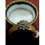 A ladies 9 carat yellow gold diamond Clu