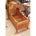 An unusual (made 20th Century) custom bespoke Crib made from the original wood of York Minster,