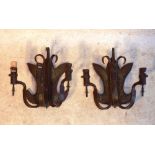 A pair of unusual three branch Wall Light Sconces made from World War I bayonets, approx. 28cm high