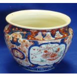 A 19th Century Japanese porcelain Jardiniere hand decorated in the Imari palette with panels of