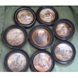 A selection of eight 19th Century Prattware style Pot Lids,