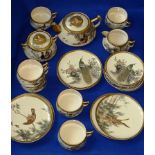 An early 20th Century Japanese Satsuma Tea Service comprising Tea Pot and Cover,