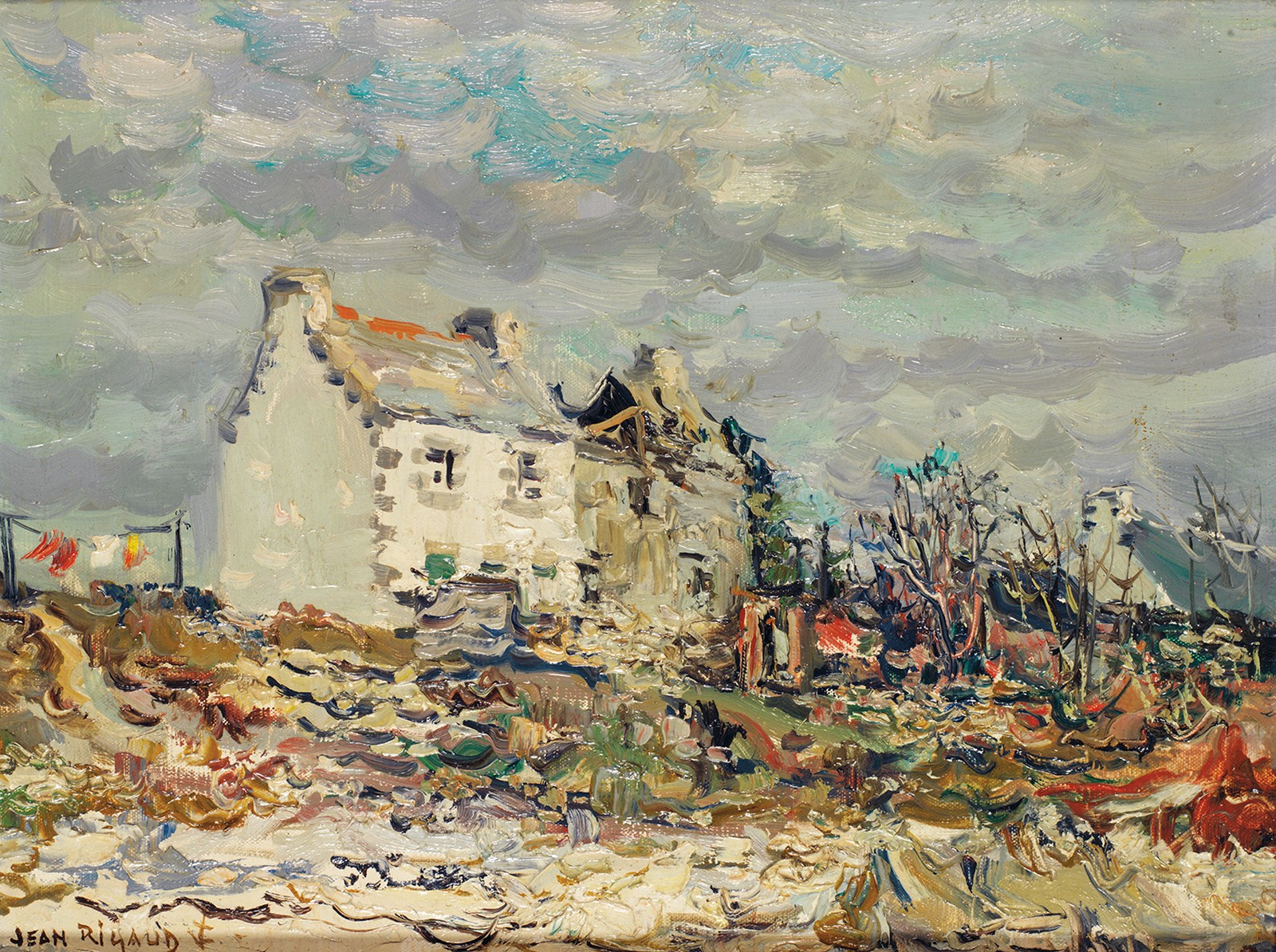 Jean Rigaud (1912-1999) Pors-Raulhan, les maisons, 1978 Huile sur toile Signée en bas à gauche