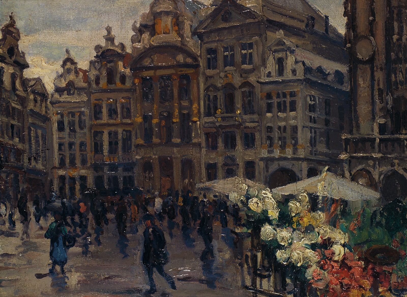 Anonyme La grand place à Bruxelles Huile sur toile Oil on canvas 27 x 36?cm - 10 5/8 x 14 3/16 IN.