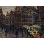 Anonyme La grand place à Bruxelles Huile sur toile Oil on canvas 27 x 36?cm - 10 5/8 x 14 3/16 IN.