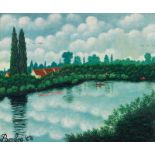 Camille Bombois (1883-1970) Au bord du lac Huile sur toile Signée en bas à gauche Oil on canvas