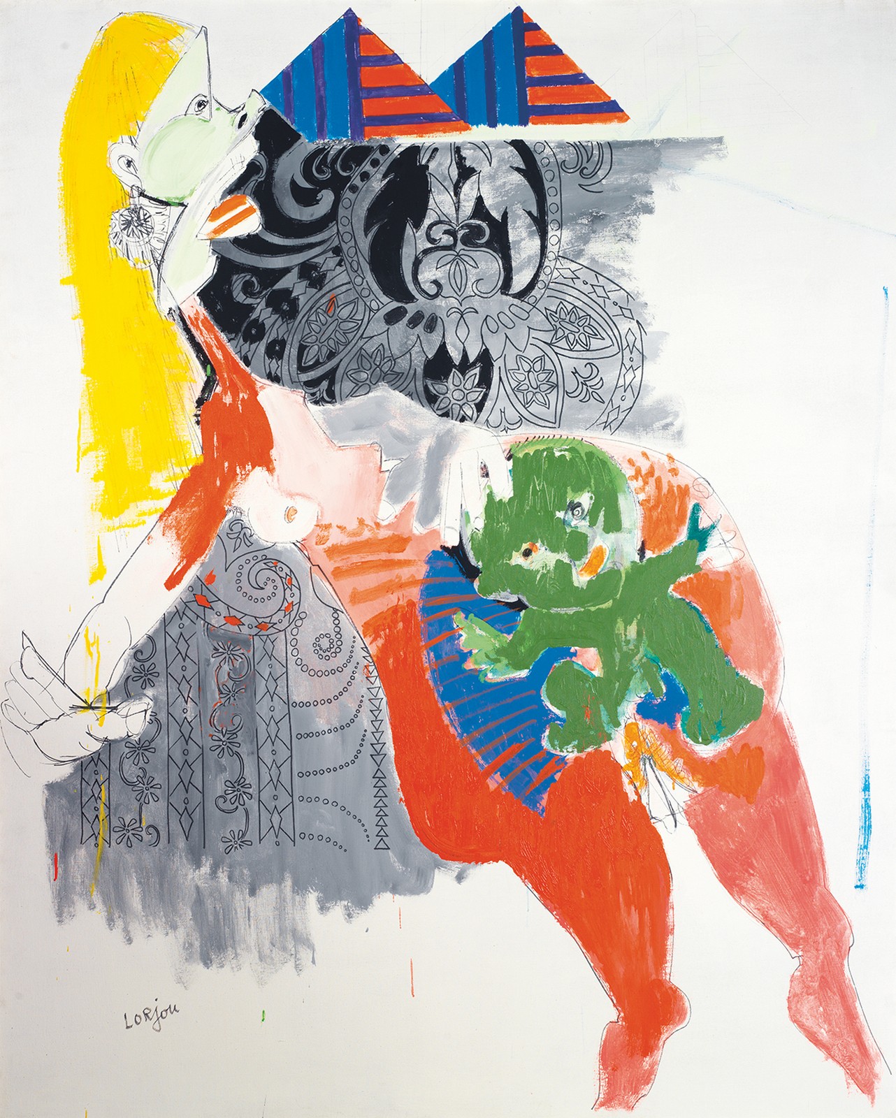 BERNARD LORJOU (1908-1986) MATERNITÉ Acrylique sur toile Signée en bas à gauche Acrylic on canvas