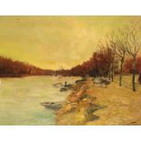 Paul Vogler (1852-1904) Bord de rivière Huile sur toile Signée en bas à droite Oil on canvas