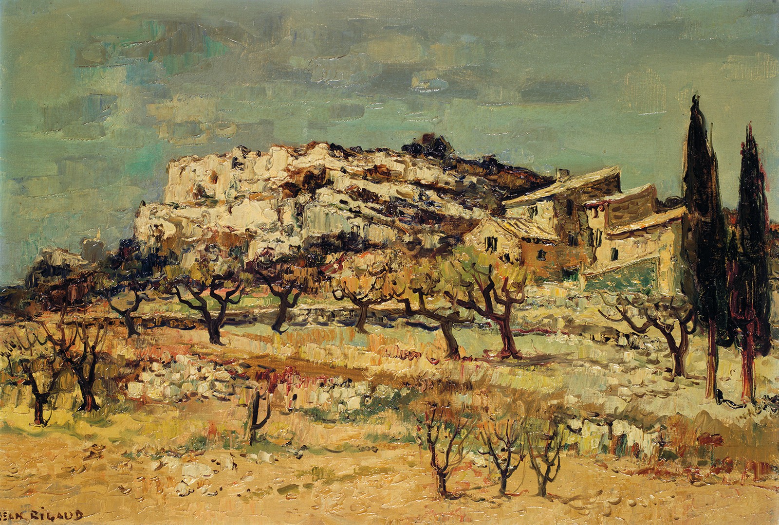 Jean Rigaud (1912-1999) Eygalières le Mas, 1970 Huile sur toile Signée en bas à gauche Titrée et