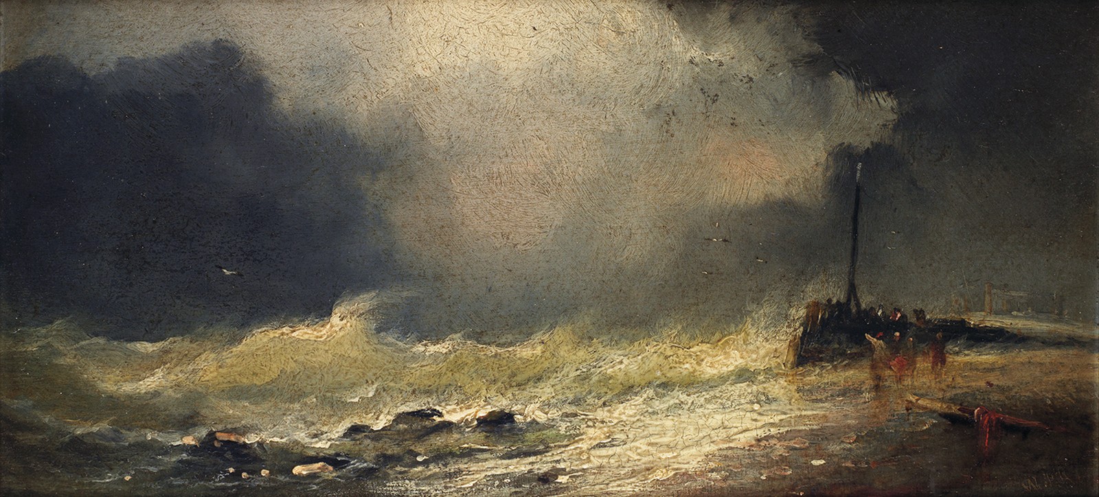 Wilem roelofs (1822-1897) La tempête Huile sur panneau Signée en bas à droite Oil on canvas Signed