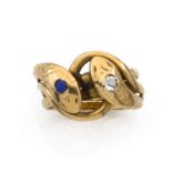 ANNéES 1860BAGUE SERPENTSElle représente deux serpents lovés soulignés d'un diamant et d'un