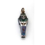 ÉPOQUE ART DéCOPORTE-MINE NéO-EGYPTIENEn forme de sarcophage en métal émaillé polychromePoids brut :