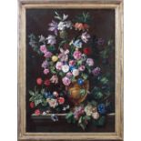 Giovanni STANCHI (Rome 1608-vers 1675) Fleurs dans un vase sur un entablement Toile Canvas 131 x