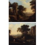 Attribué à Pierre Antoine PATEL (1648-1707) Paysages au temple Paire de toiles Pair of canvasses. On