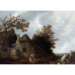 Govert CAMPHUYSEN (Gorkum 1623-Amsterdam 1672) Paysage à la chaumière Panneau de chêne, deux