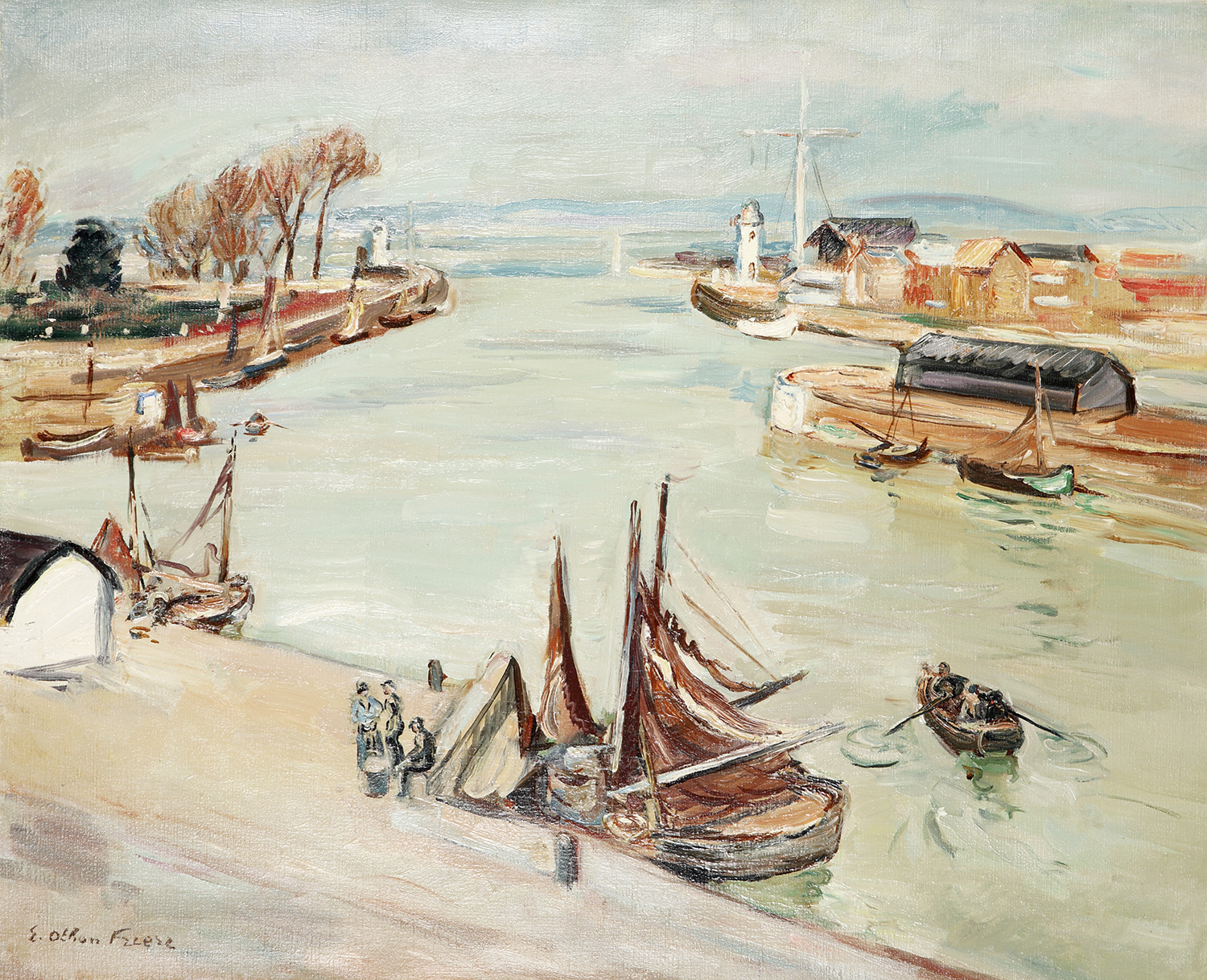 * Emile Othon Friesz (1879-1949) Le port de HonfleurHuile sur toileSignée en bas à gaucheOil on