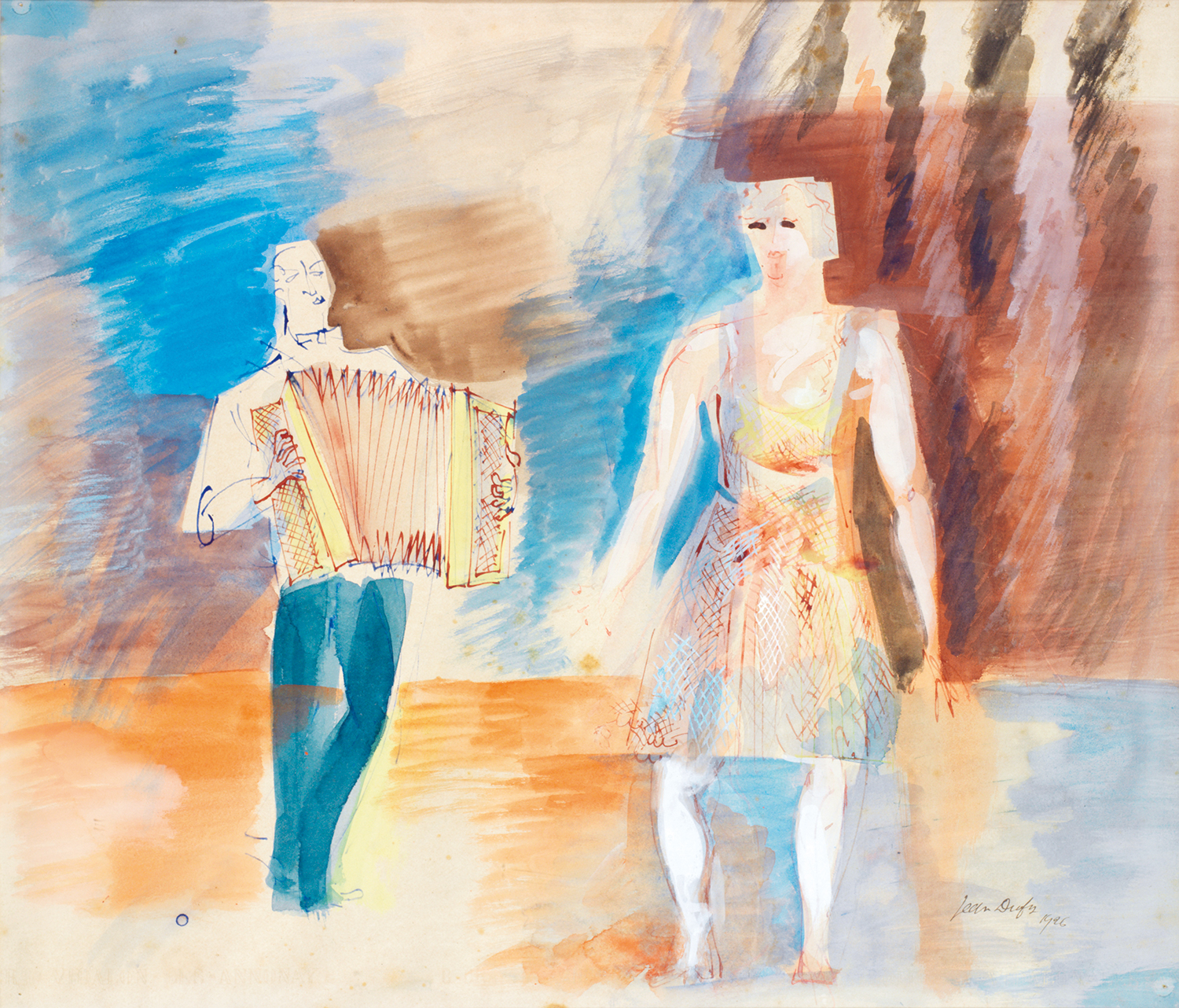 Jean Dufy (1888-1964) L’accordéoniste, 1926Aquarelle et encre sur papierSignée et datée en bas à