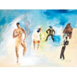 Jean Dufy (1888-1964) Joséphine Baker et les danseurs, 1925Aquarelle et encre sur papierSignée et