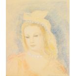 Marie Laurencin (1885-1956) Portrait de jeune fille au collier de perlesPastel sur papierSigné en
