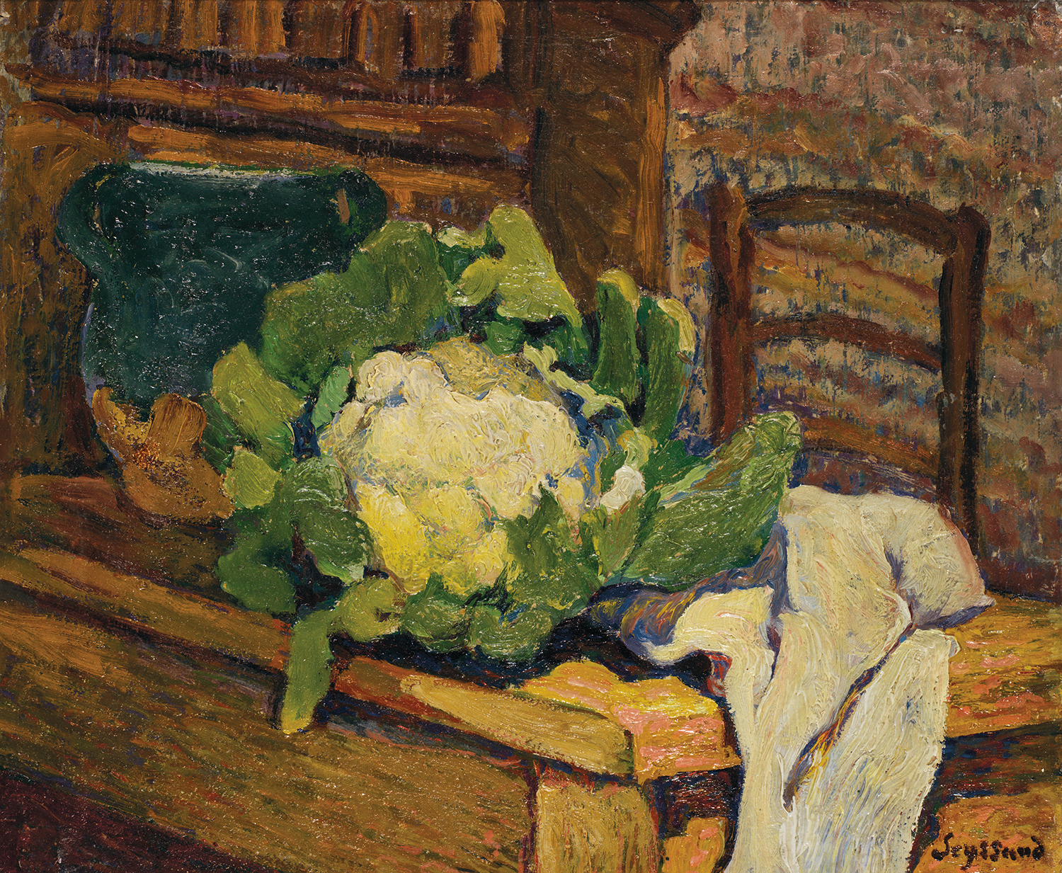 René Auguste Seyssaud (1867-1952) Nature morte au chou fleur Huile sur toile Signée en bas à