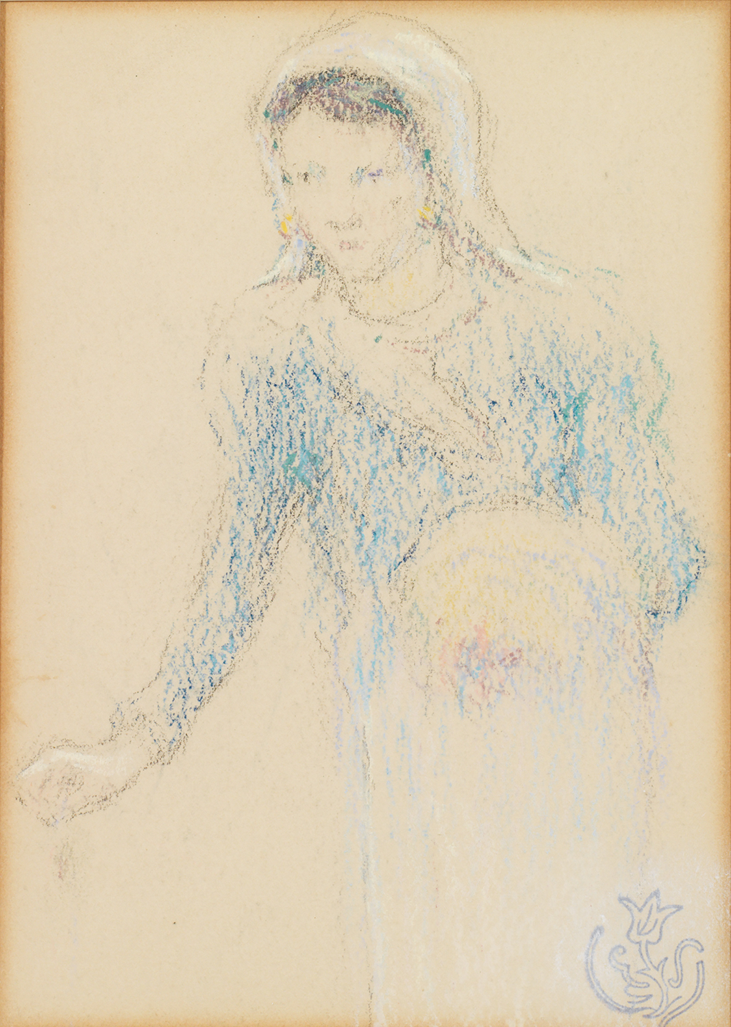 Claude Émile Schuffencker (1851-1934) Jeune bretonne Pastel sur papier Porte le cachet du monogramme