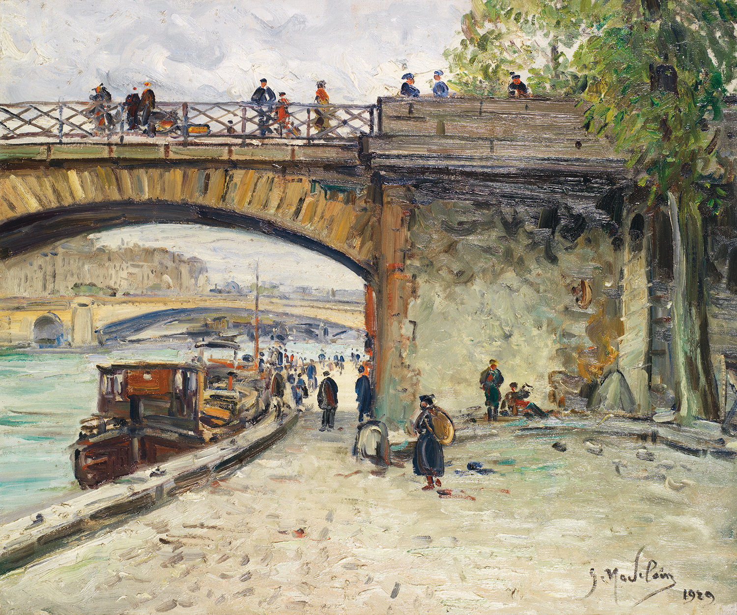 Gustave Madelain (1867-1944) Quai de Seine, 1929 Huile sur toile Signée et datée en bas à droite Oil