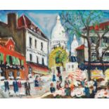 LUCIEN GENIN (1894-1953) Place du Tertre Gouache sur papier Signée en bas à gauche Gouache on